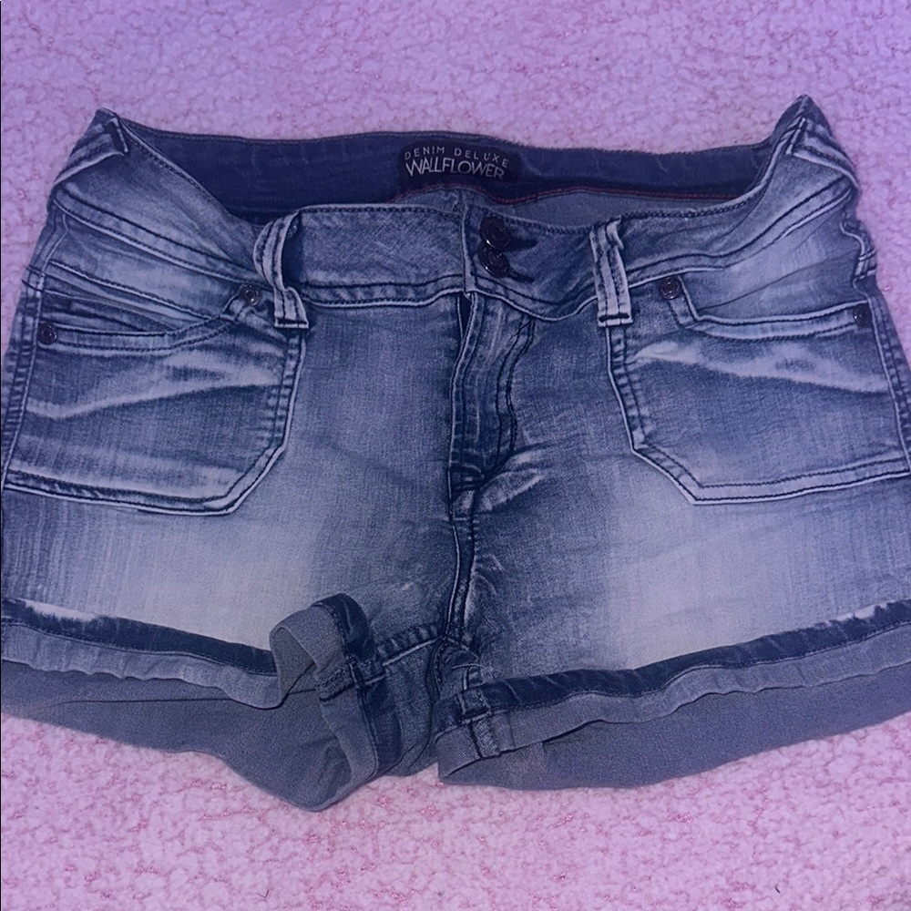 Wallflower Blue Jean Shorts Distressed Cut-Off Style